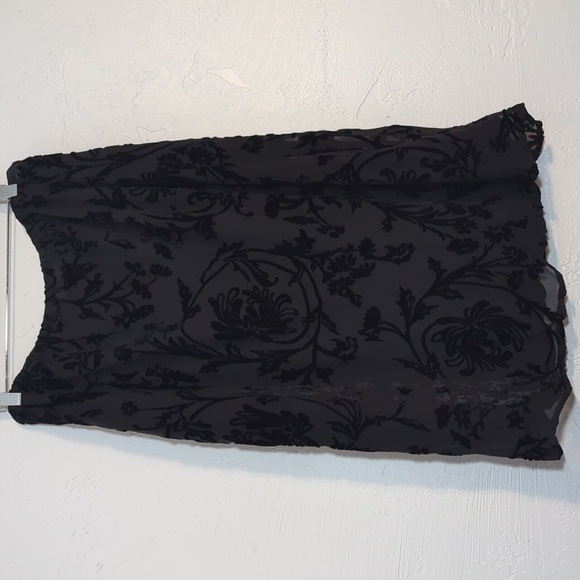 Whimsigoth Dark Fairy Grunge Black Velvet Burnout Witchy Goth Silk Sheer Skirt - Picture 9 of 9